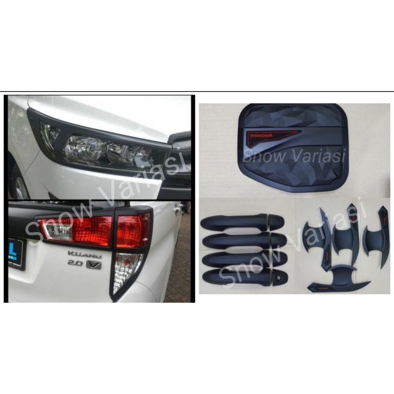 Paket Garnish Depan Belakang Outer Handle Tank Cover All New Innova 2016 2018 2021 Hitam Chrome Carbon