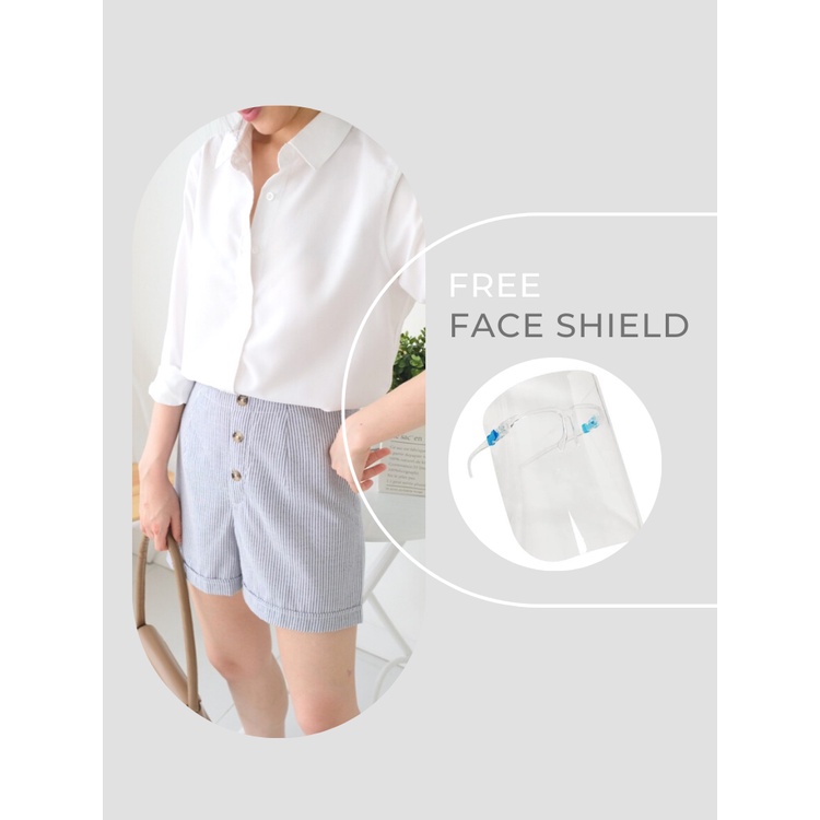 Kadaka B-0118 Stripes Short Pants with Kacamata Face Shield