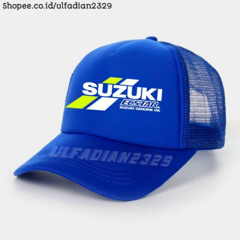 Topi Suzuki Ecstar Genuine Oil Trucker Jaring - Topi Suzuki Racing Moto GP