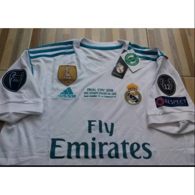 Jersey Grade Original Real Madrid Home Final UCL Champions MDT 2018 Baju Kaoa Bola Futsal Gym