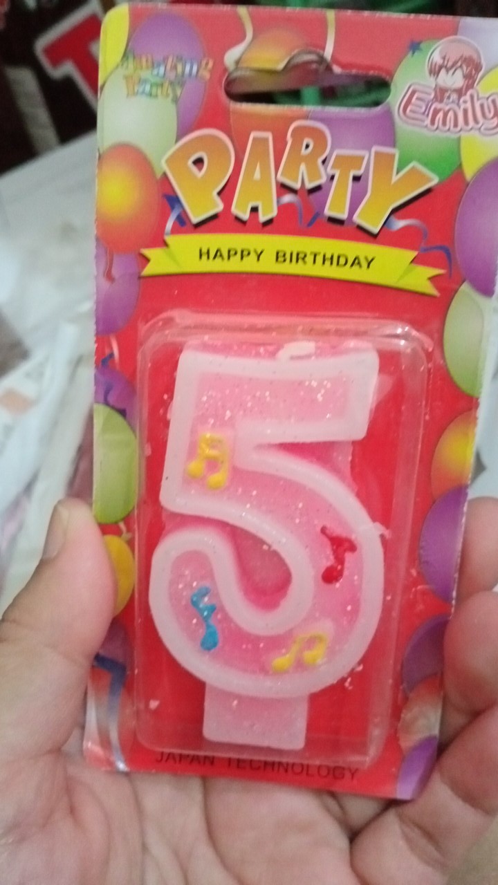 Lilin, Lilin Ultah, Lilin Ulang Tahun Pink Melody, Lilin Angka 5 Gliter, Lilin Angka 5 Melody Gliter
