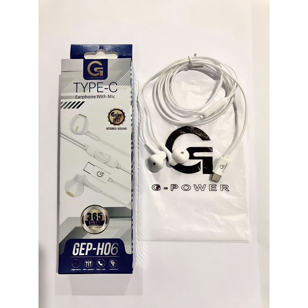 G-Power Headset/Earphone/Handfree H-06 TYPE-C With MIC ORIGINAL GARANSI RESMI