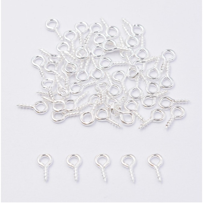 200Pcs / Lot Eyepins Sekrup Kait Berulir Ukuran 4x8mm / 5x10mm Untuk Membuat Perhiasan