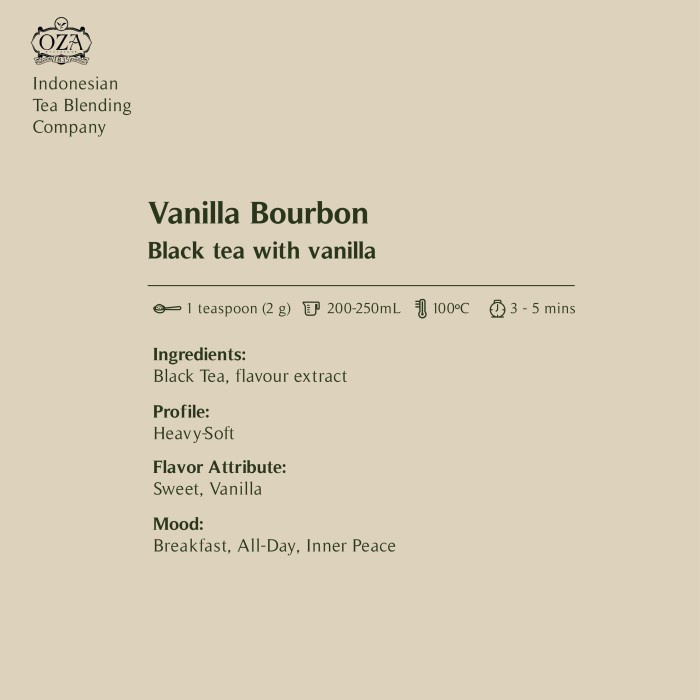 

teh-daun- oza tea - vanilla bourbon | black tea | 40 gram (20 cups) -daun-teh.