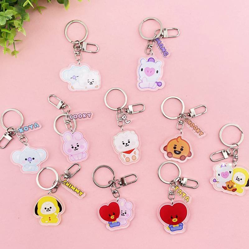 Gantungan Kunci Hias Kartun Lucu KPOP BTS Acrylic Keyring CHIMMY COOKY KOYA MANG RJ SHOOKY TATA