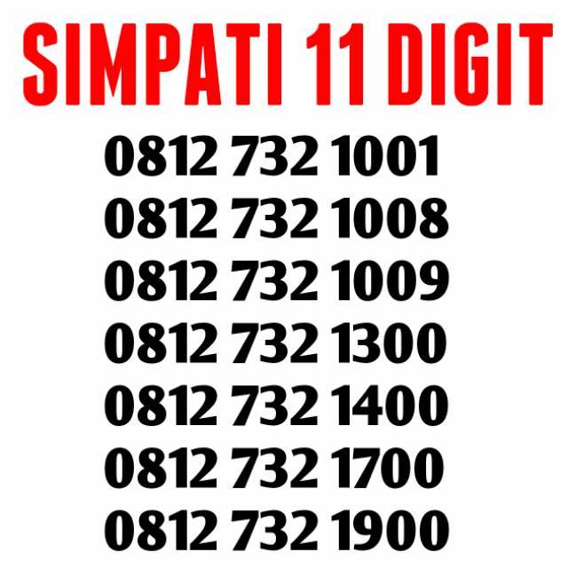 Perdana nomor cantik telkomsel Simpati 11 digit murah simpel 0812 732 1001 1008 1009 1300 1700 1900
