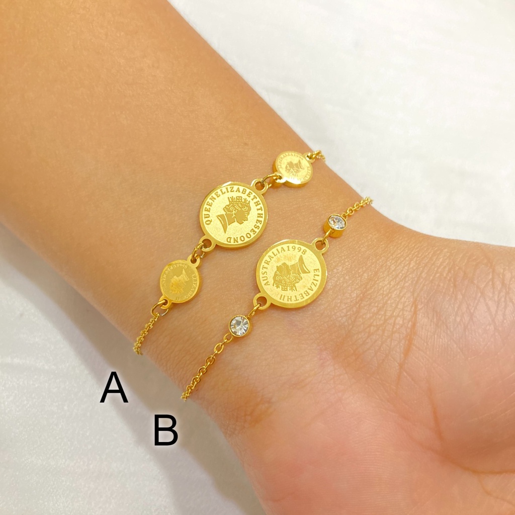 Gelang Rantai Titanium Anti Karat Aksesoris Perhiasan Wanita Korea Vintage Style