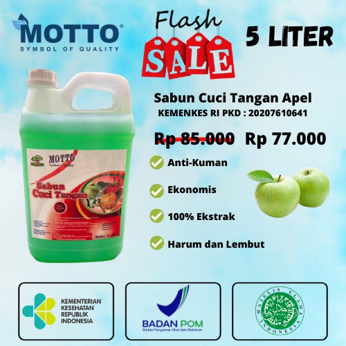 Sabun Cuci Tangan Antibakteri / Antibacterial Hand Soap Apple MOTTO 5 Liter