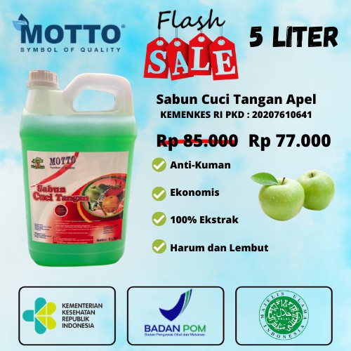 Sabun Cuci Tangan Apel 5 Liter Motto SOS Sleek Kemasan Ekonomis