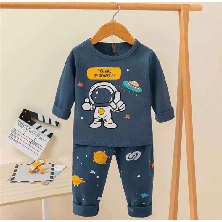 COD SETELAN PIYAMA KAOS BAYI ANAK MOTIF SPACEMAN SIZE 6 BULAN-5 TAHUN BAHAN KATUN LEMBUT TERBARU BEST QUALITY/ SETELAN PIYAMA KAOS BAYI ANAK LAKI LAKI/ SETELAN PIYAMA KAOS BAYI ANAK PEREMPUAN/ SETELAN PIYAMA KAOS BAYI ANAK COWO