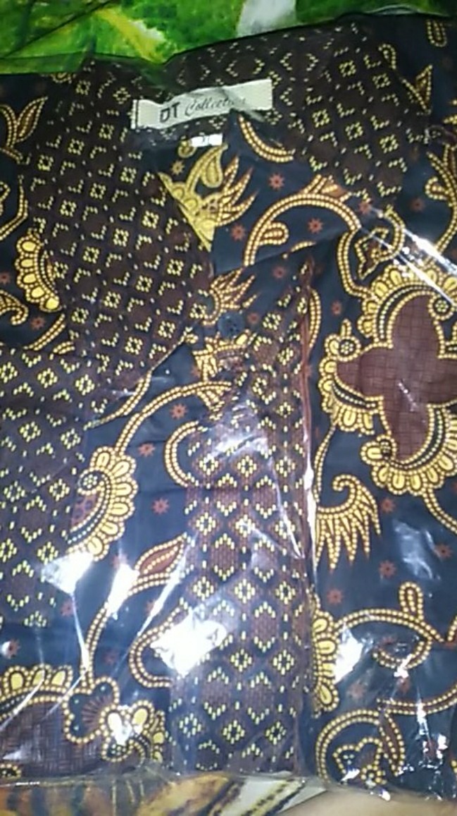 Cod - Dt Collection - Kemeja Batik Pria / Cowok Motif Sogan Putri Malu Cokelat Lengan Panjang