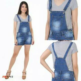  2 WARNA Celana  Pendek  Hotpants Kodok  Overall Short Jeans  