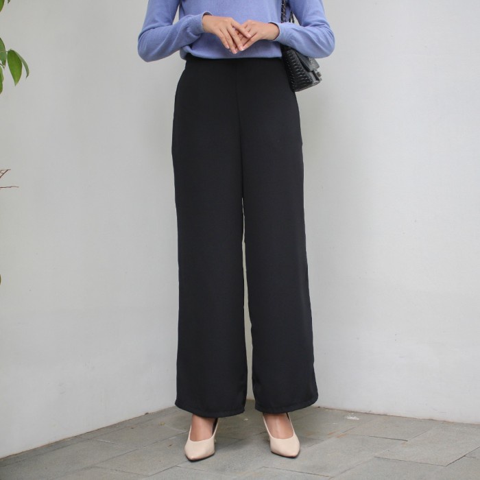 Grosir Nima Kulot | Celana Kulot Panjang Wanita Highwaist Formal Kerja |Dosti - Black Standar Elegan