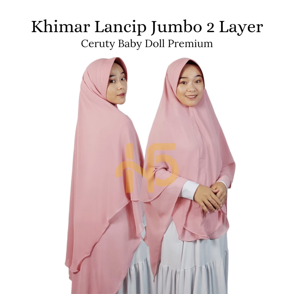 ʜɪᴊᴀʙɢʀᴀᴋ Khimar Lancip Jumbo 2 Layer Ceruty Premium
