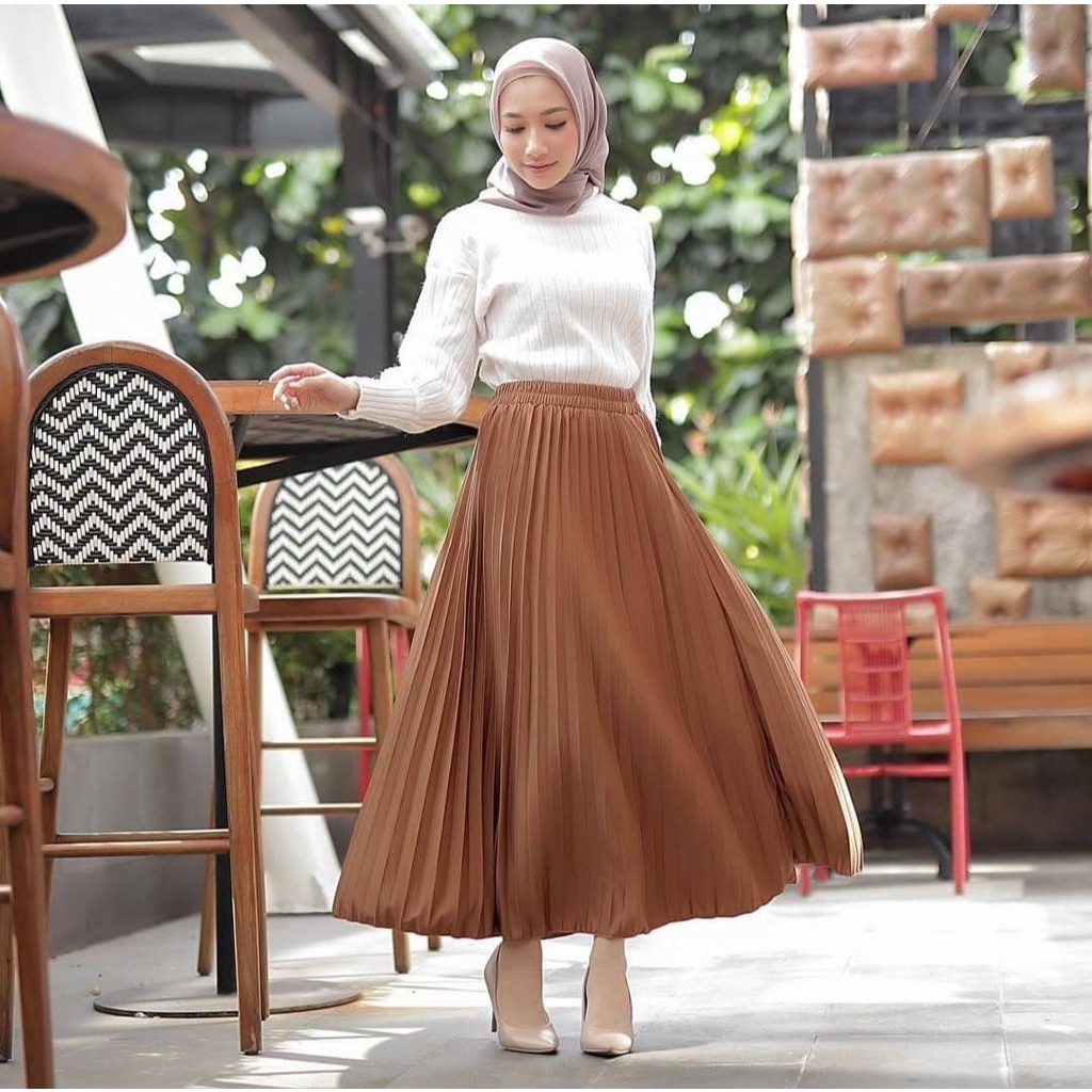 [] ROK PLISKET 256 MURAH PREMIUM HYGET MAYUNG FLARE SKIRT FLOWY FREXA