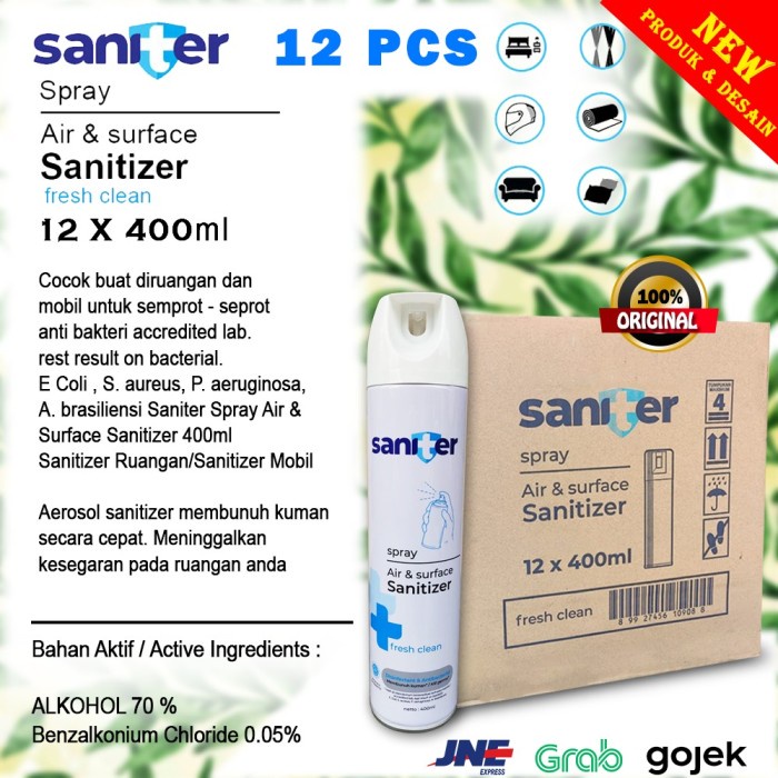Spesial Promo - Saniter Disinfektan Spray Sanitizer 400Ml 1 Dus Isi 12 Original