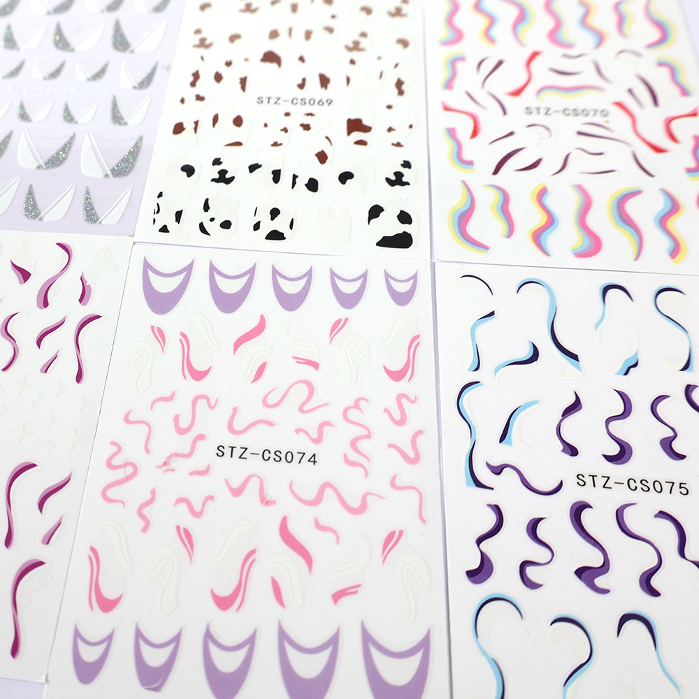 1pc Stiker Kuku Motif Geometri / Daun / Bunga Holografik Untuk Nail Art