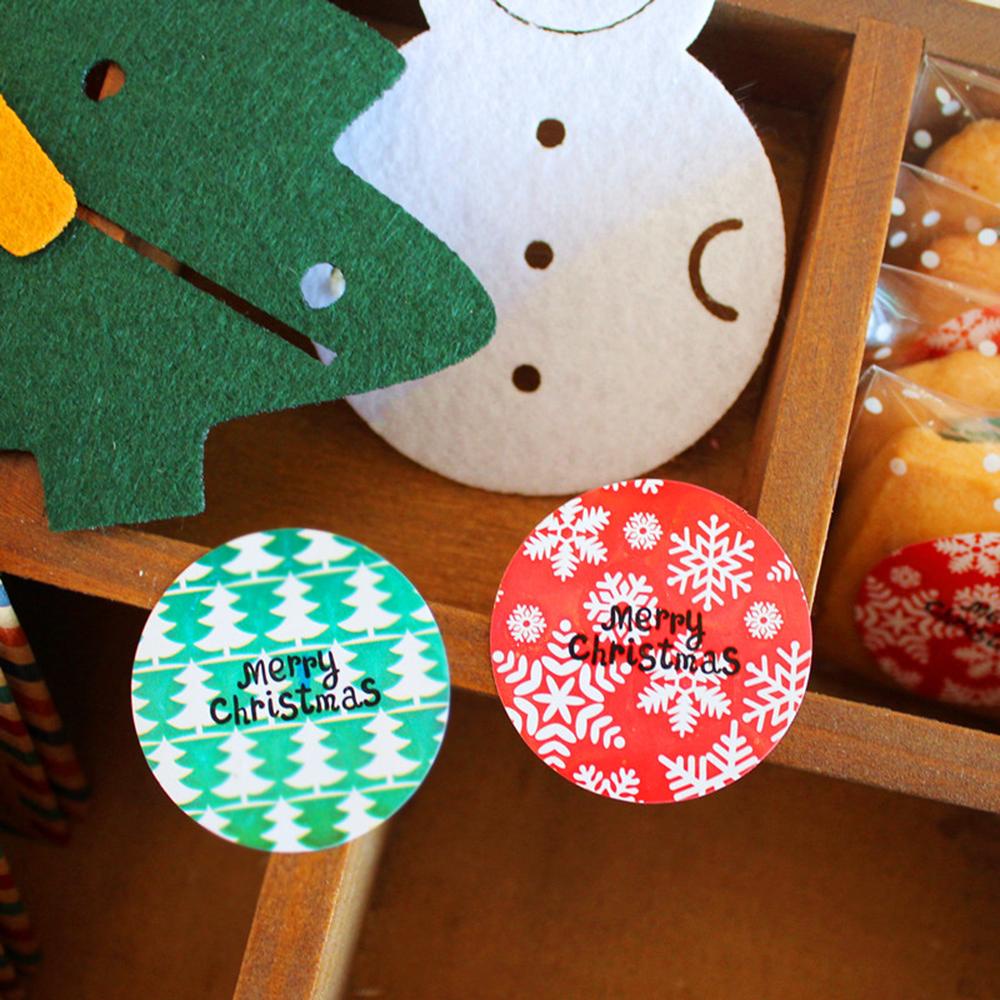 Solighter108/120pcs Kertas Hadiah Stiker DIY Kue Hiasan Kotak Hadiah Penyegelan Craft Merry Christmas