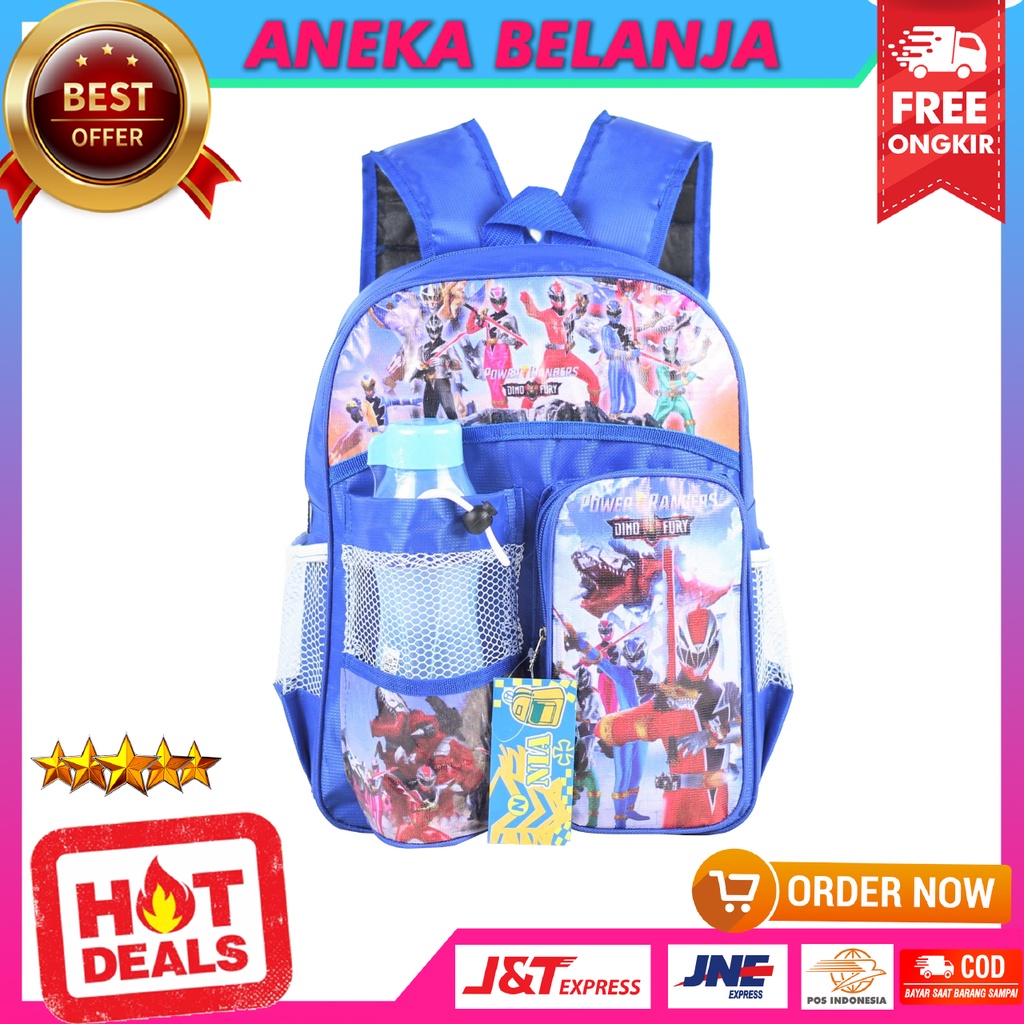 Tas Ransel Anak Laki-Laki Cocok Untuk Sekolah TK PAUD Motif Power Rangers Warna Biru Lucu Imut Keren