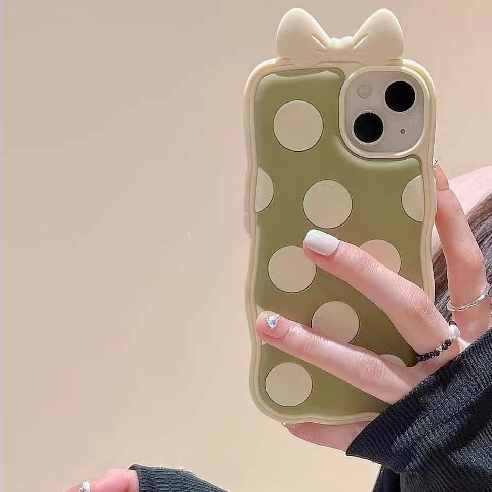 Case Motif Dotted Warna Hijau Army Untuk IPhone 12 13 11 Pro Max X Xs Max Xr