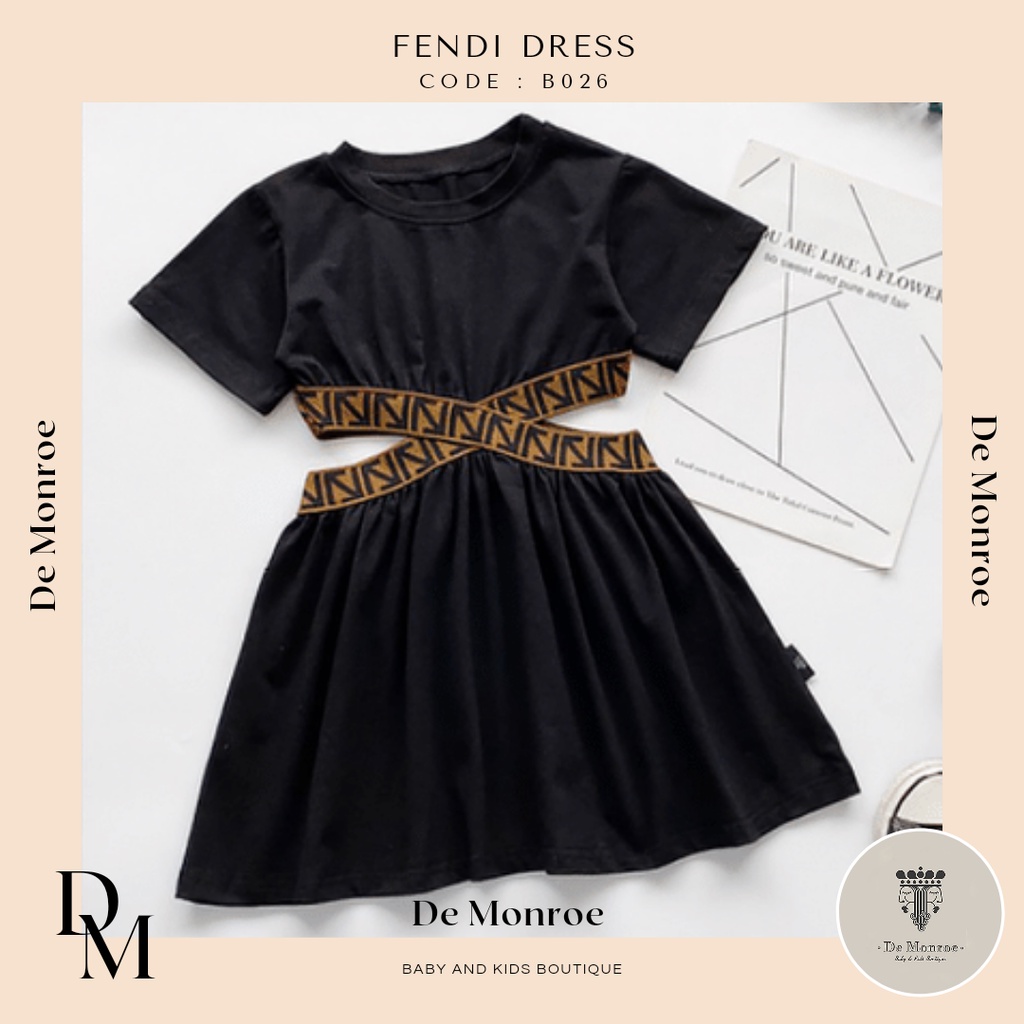 De Monroe Baby and Kids Clothes Baju Dress Kid Anak Perempuan Cewek Fashion Dress Hitam sabuk model 