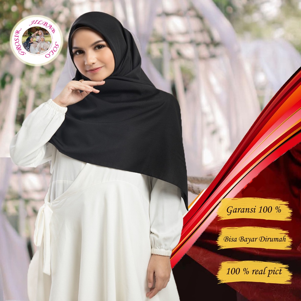 Basic Voal Umama Ori - GARANSI -  Jilbab Hijab Segi empat Polos Bahan Voal - Warna Hitam Putih Coklat Pramuka Hijab kerudung jilbab untuk anak sekolah SMP SMA SD Basic Voal By Umama Murah Grosir Original