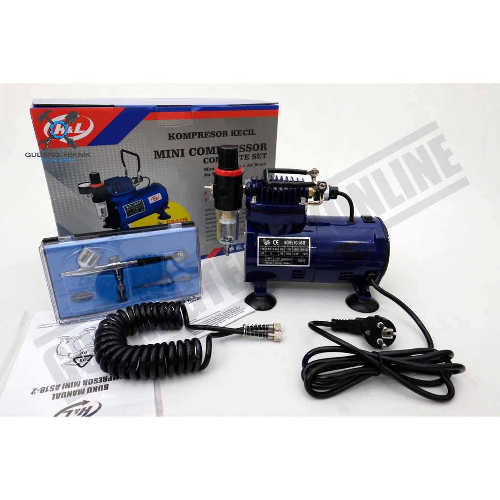 Kompresor Mini H&amp;L - Compressor Complete Set With Air Brush Kit H&amp;L