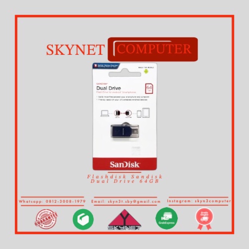 Flashdisk Sandisk Dual Drive 64GB USB 2.0 Otg