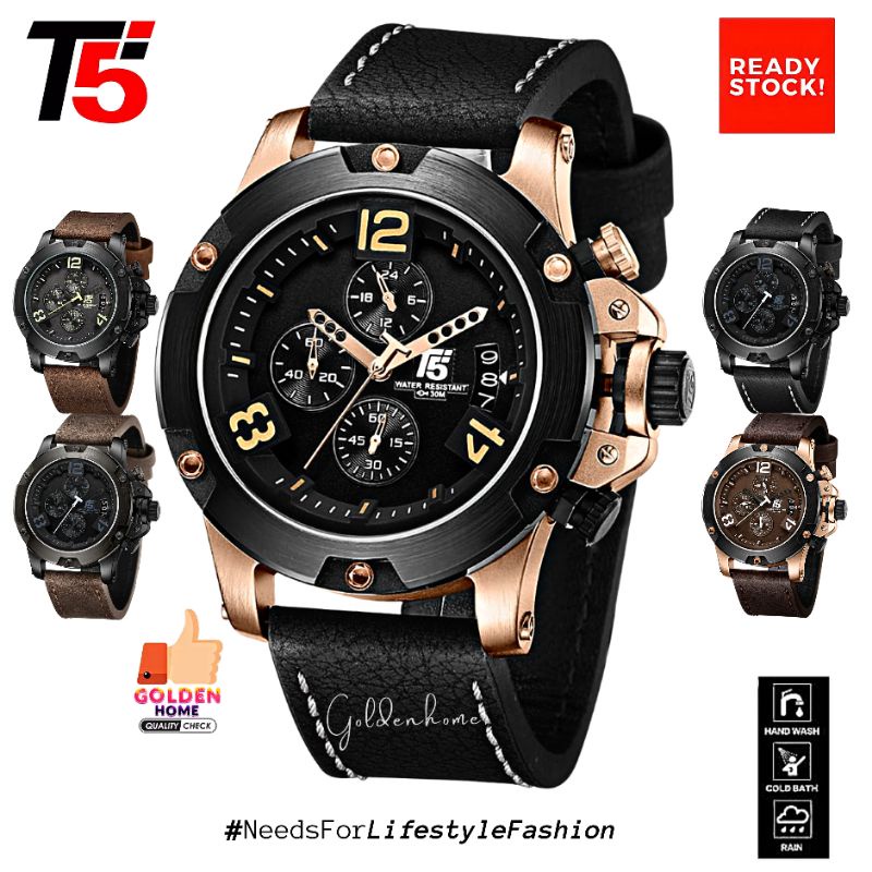 JAM PRIA T5 ORIGINAL 100% H3638 3638 H3638G CHRONOGRAPH FREE GIFT/HADIAH TAHAN AIR 3ATM BERGARANSI F