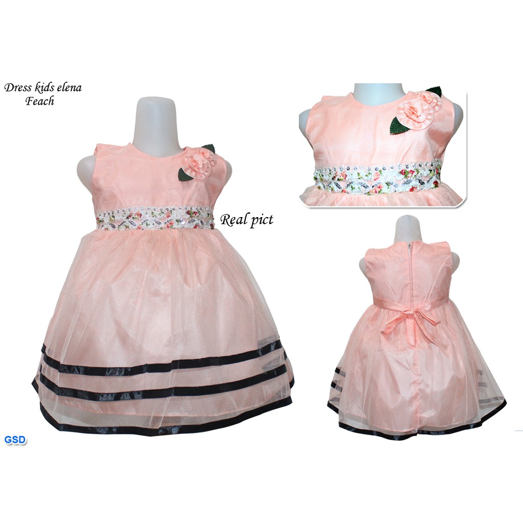 Dress Kids Elena/terusan dress anak tanpa lengan motif mute/Gaun Pesta Anak Murah/Baju Pesta Anak