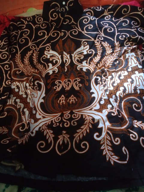 Kemeja Batik Pria Lengan Panjang Size M L Xl Xxl  Bswart Batik Hrb026 Kenongo Hem Panjang Padi