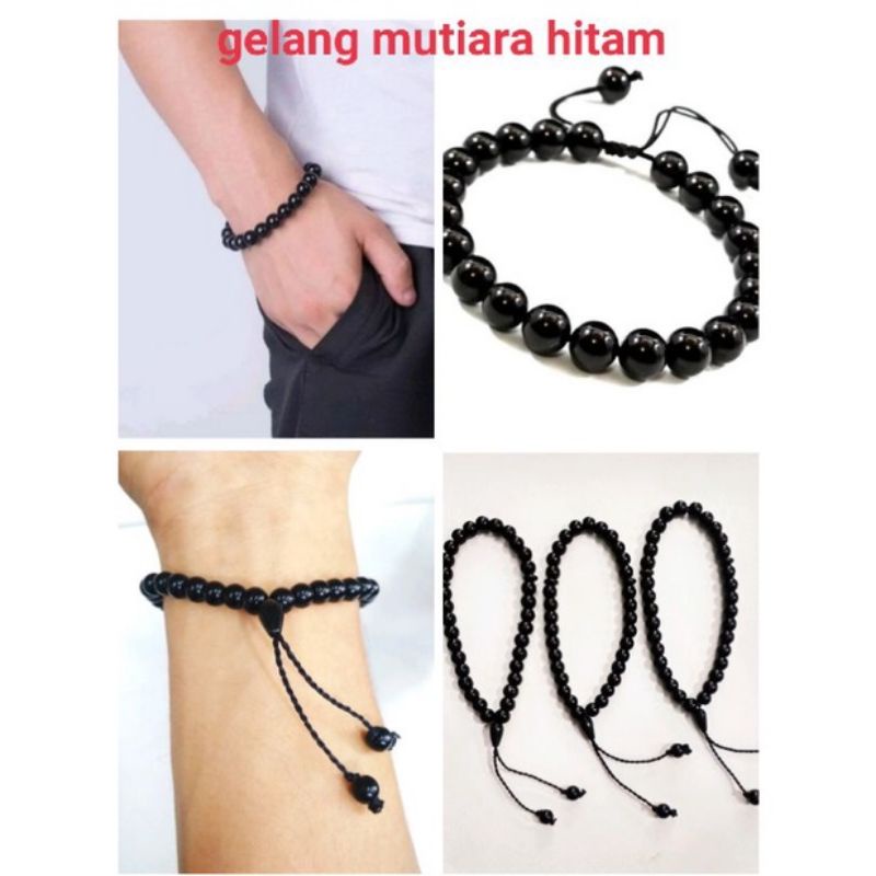 4s Grosir Solo || Gelang Simple Manik Hitam Polos Untuk Pria Dan Wanita