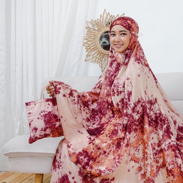 MUKENA DEWASA RAYON MOTIF / MUKENA BALI DEWASA TIEDYE MOTIF HANDMADE BAHAN ADEM