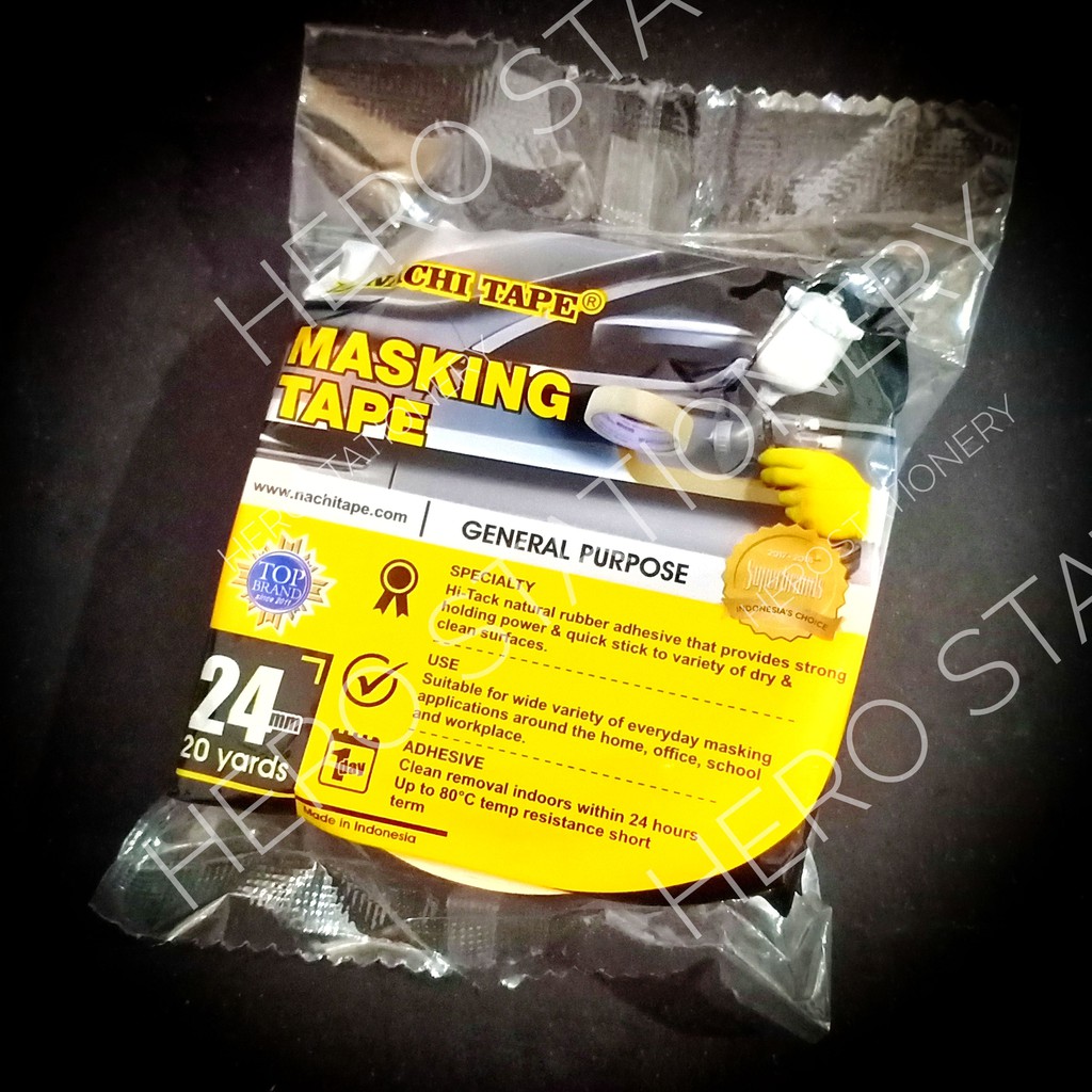 

Lakban selotip kertas masking tape nachi 1 inch lebar 24 mm panjang 20 yard