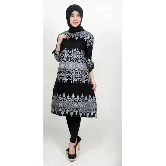 Best Seller Atasan Baju Batik Tunik SERUT GENES JELITA TUNIC NAVBOR YELBOR WHITBOR CREAMBOR Motif Anjani