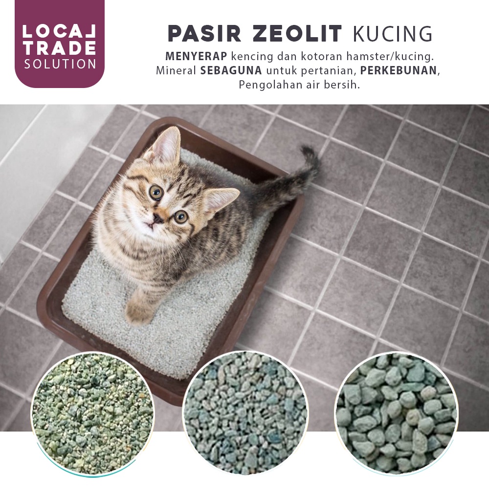 Pasir Zeolit Kucing Bisa Dicuci Repack 2kg Hamster Cat Sand Filter Biologis Aquarium