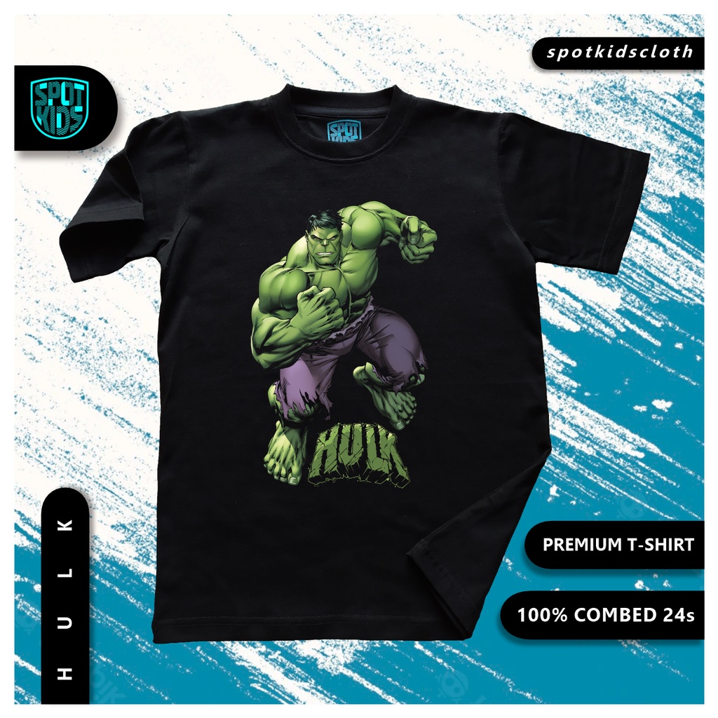 Kaos Superhero Hulk / Kaos Anak / Kaos Karakter / Kaos Polos Hitam Anak