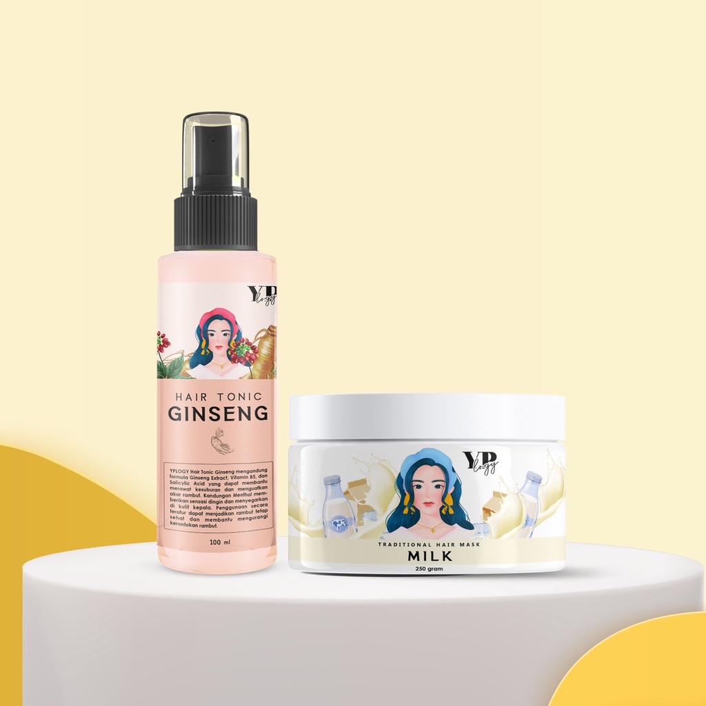 YPLOGY Paket Rambut Rontok 1 Hair mask dan 1 Hair Tonic-T.GINSENG + HM.MILK