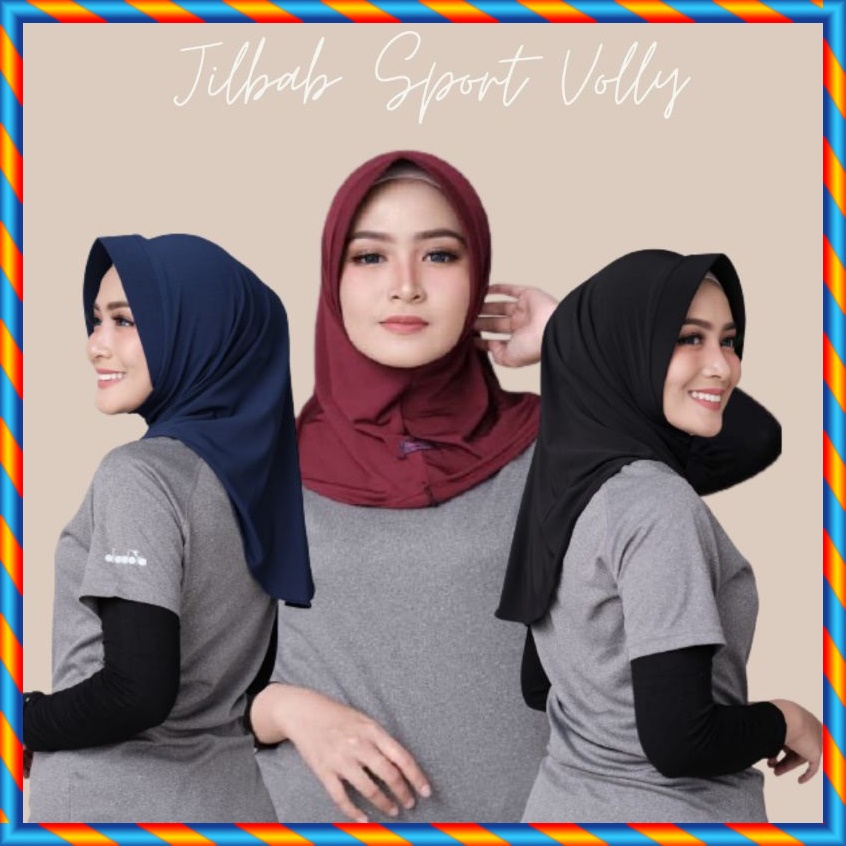 HIJAB SPORT / JILBAB VOLLY INSTAN / HIJAB INSTAN OLAHRAGA BAHAN JERSEY BALON