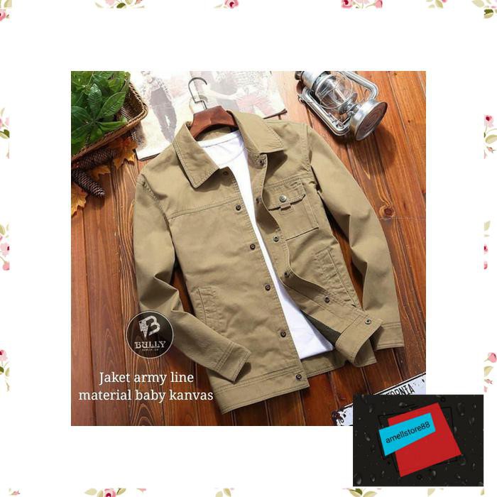 Jaket Pria parasut parka gunung Army Line Baby Canvas Canvas Original Coach IU28