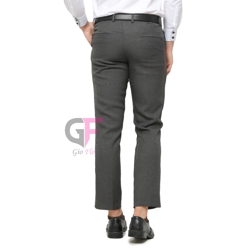 GIOFLO Celana Jas Pria Formal Slim Fit Polos Abu Tua / CLN 1175