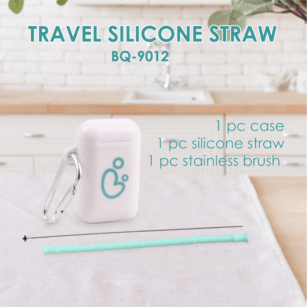 Babyqlo BQ-9012 Travel Silicone Straw Set