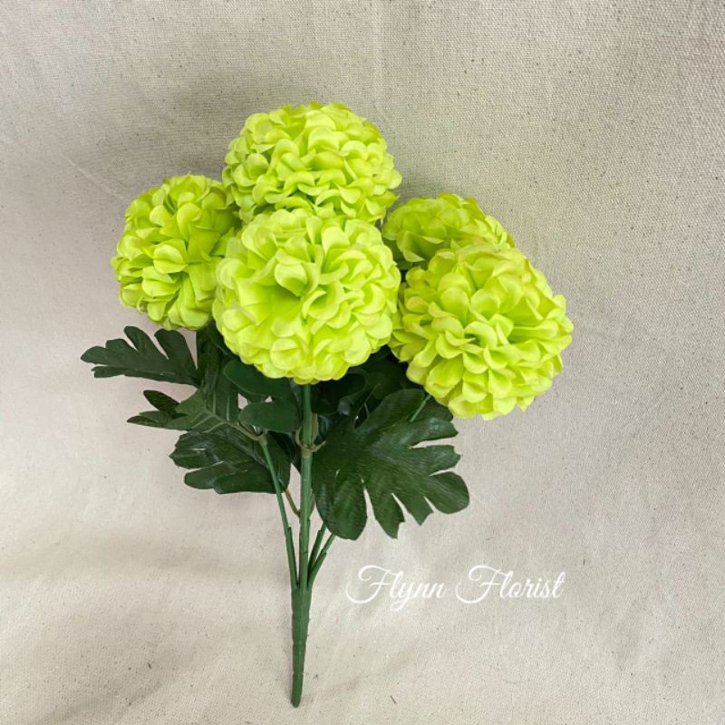 Bunga Seruni Ball X6 (satuan) Bunga Artificial / Bunga Plastik / Bunga Dekorasi / Pernikahan-Hijau