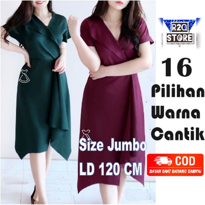 Jumbo Sonia Dress Dres Gaun Korea Wanita Midi Kondangan Baju Lengan Pendek Casual Pesta Katun Weddin
