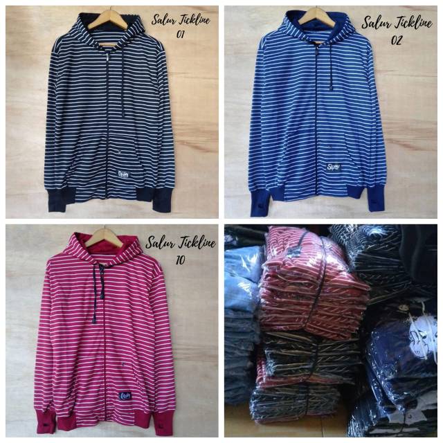 Jaket Salur Pria Jaket Salur Belang belang Hoodie Wanita Hitam Putih Sweater Hoodie Premium L XL XXL