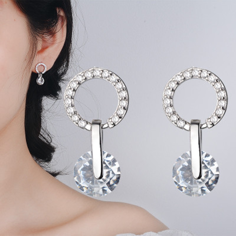 925 anting perak sterling anting-anting wanita dengan perhiasan fashion berlian ED1-4