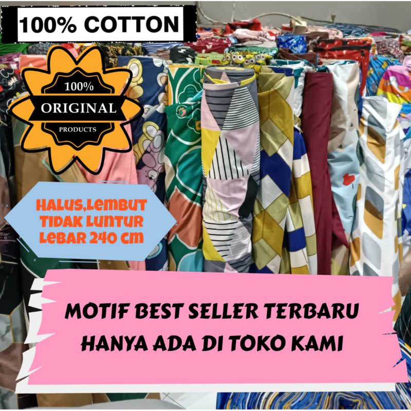 BAHAN KAIN SPREI POLIMICRO DISPERSE  METERAN KATUN LEBAR 240 CM (MOTIF BEST SELLER)