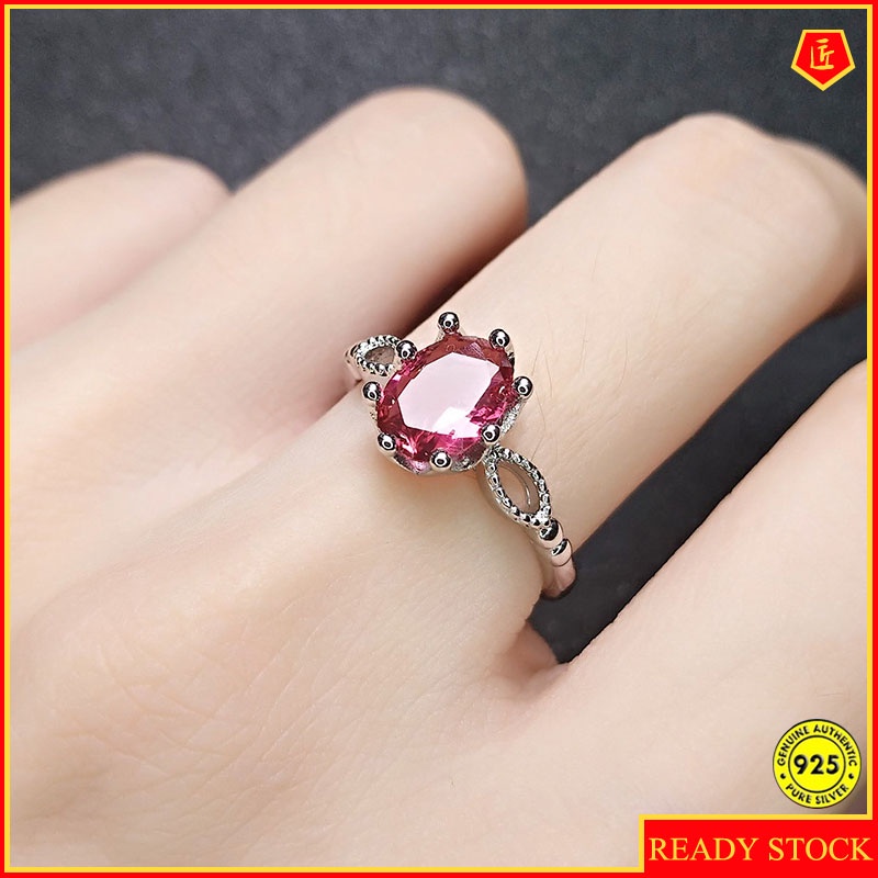 Women's Red Tourmaline Open-Mouth Diamond Ring