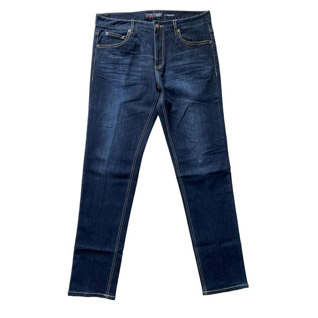 CLRIDE.n Denim Slim Fit Straight Indigo Blue Easy Wash Jeans (33)