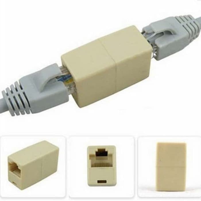 Penyambung Konektor Barel RJ45 Coupler Female to Female UTP LAN Ethernet Barrel Converter